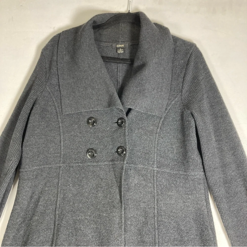 Alfani Charcoal Double-Breasted Pea Coat Merino Wool M Women’s Travel Cozy - Picture 5 of 13